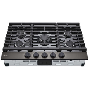 LG 30 in. 5-Burner Natural Gas Cooktop with Simmer Burner & Power Burner - Black Stainless, Black Stainless, hires