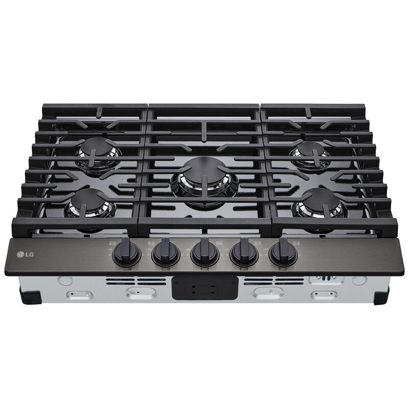 LG 30 in. 5-Burner Natural Gas Cooktop with Simmer Burner & Power Burner - Black Stainless, Black Stainless, hires