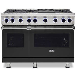 Viking 7 Series 48 in. 6.1 cu. ft. Convection Double Oven Freestanding Gas Range with 6 Sealed Burners & Griddle - Cast Black, , hires