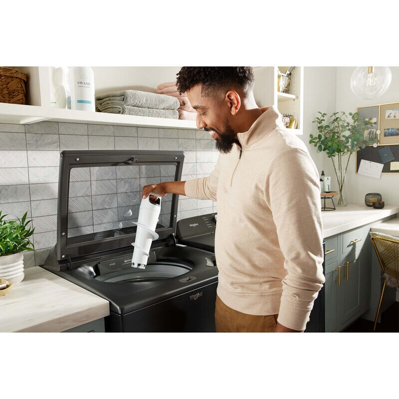 Whirlpool 27.375 in. 5.3 cu. ft. Top Load Washer with 2-in-1 Removable Agitator - Volcano Black, Volcano Black, hires