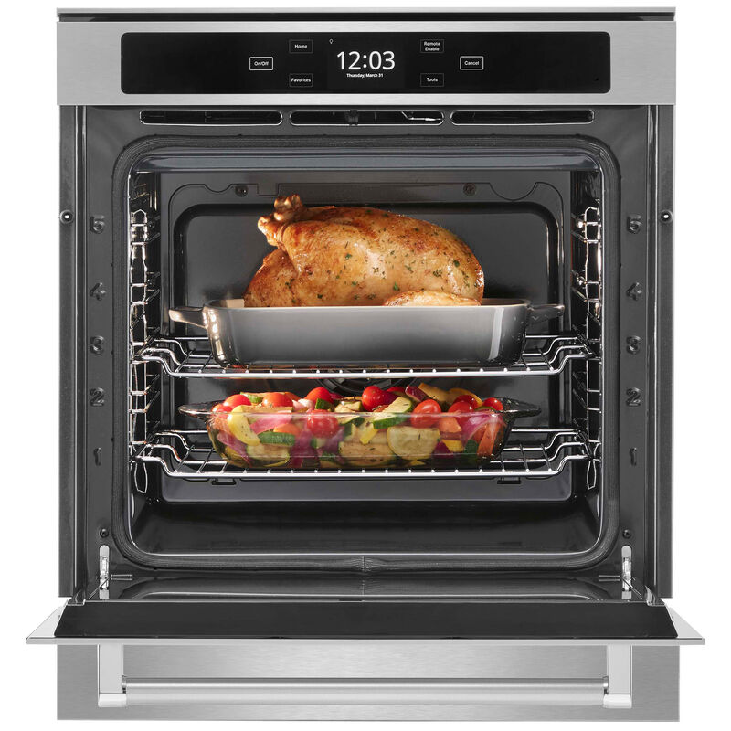 KitchenAid 24 in. 2.6 cu. ft. Smart Electric Single Wall Oven with True European Convection - Fingerprint Resistant Stainless Steel, , hires