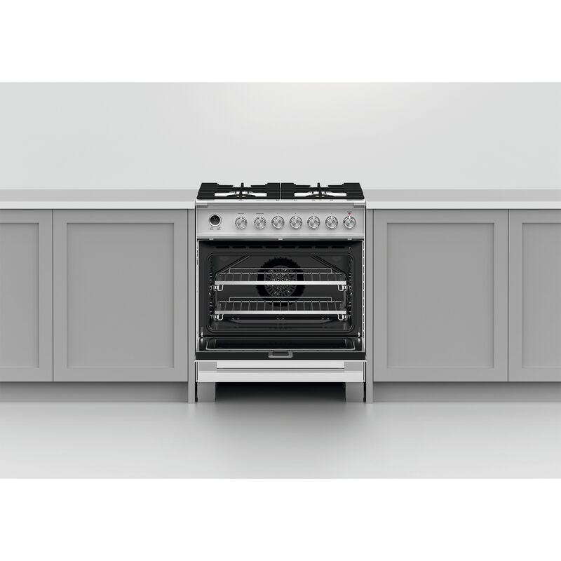 Fisher & Paykel Series 9 Classic 30 in. 3.5 cu. ft. True European Convection Dual Fuel Range with 4 Sealed Burners - White, , hires