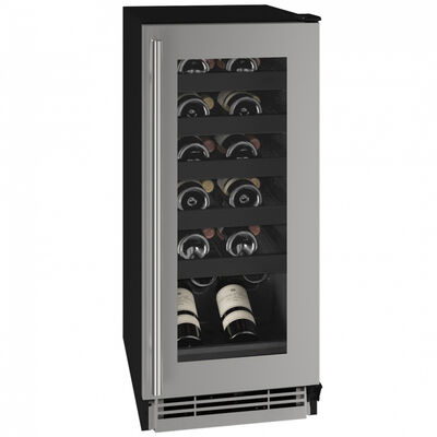 U-Line 1 Class Series 15 in. Undercounter Wine Cooler with Single Zone & 24 Bottle Capacity - Glass Door with Stainless Steel Trim | HWC115-SG01A