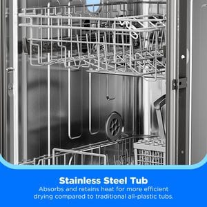 Midea 18 in. Front Control Dishwasher with 52 dBA Sound Level & Pocket Handle - Stainless Steel, , hires