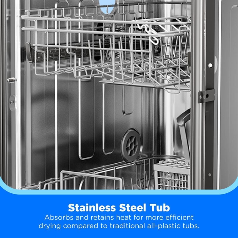 Midea 18 in. Front Control Dishwasher with 52 dBA Sound Level & Pocket Handle - Stainless Steel, , hires