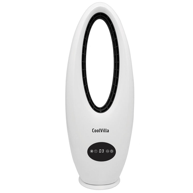 CoolVia 28 in. Oscillating Bladeless Tower Fan with 3 Speed Setting & Remote Control - White, , hires