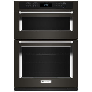 KitchenAid 30 in. 6.4 cu. ft. Electric Oven/Microwave Combo Wall Oven with True European Convection & Self Clean - Black Stainless Steel with PrintShield Finish, Black Stainless Steel with PrintShield Finish, hires