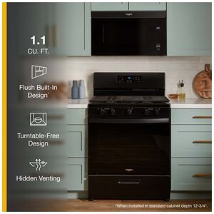 Whirlpool 30 in. 1.1 cu. ft. 1000W Over-the-Range Microwave with 300 CFM & Sensor Cooking - Black, , hires