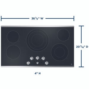GE 36 in. 5-Burner Electric Cooktop with Simmer Burner & Power Burner - Stainless Steel, , hires
