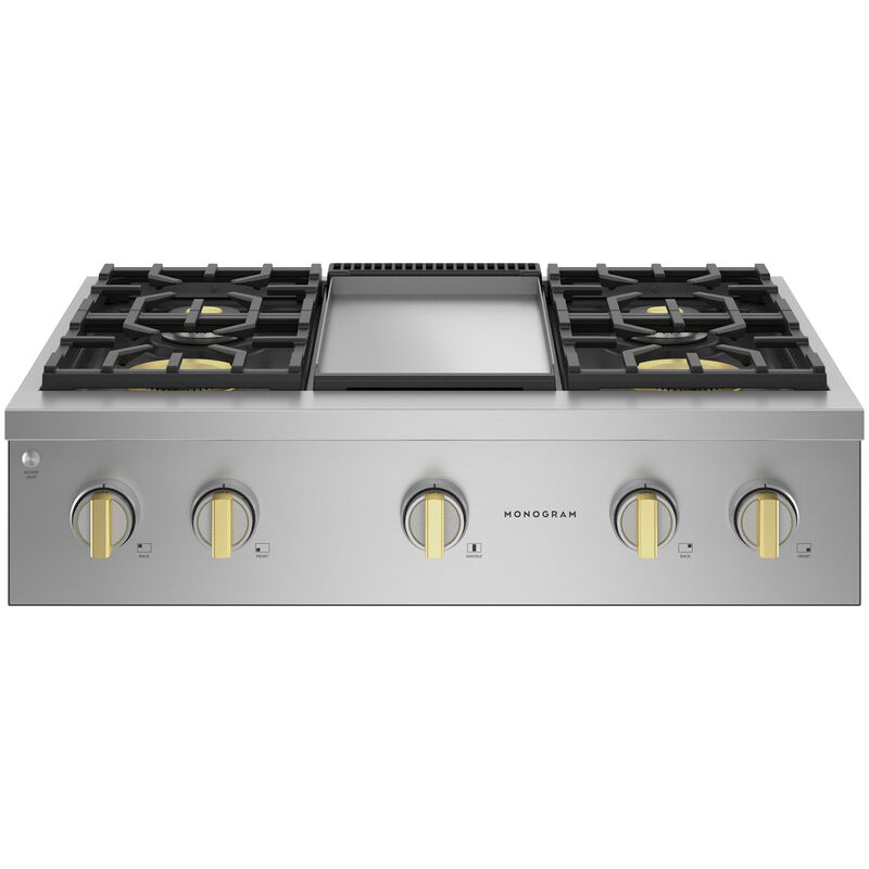 Monogram Professional Series 36 in. Natural Gas Cooktop with 4 Sealed Burners & Griddle - Stainless Steel, , hires