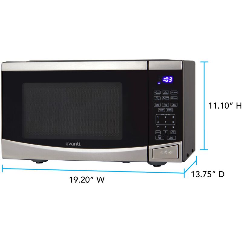 Avanti 19 in. 0.9 cu. ft. 900W Countertop Microwave - Stainless Steel, , hires