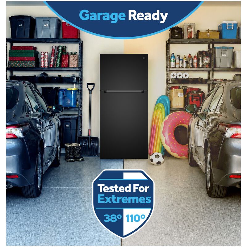 GE 30 in. 21.0 cu. ft. Garage-Ready Top Freezer Refrigerator - Black, Black, hires