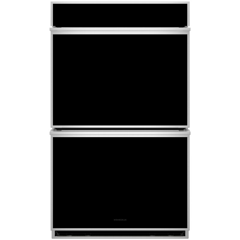 Monogram Minimalist Series 30 in. 10.0 cu. ft. Smart Top Control Electric Double Wall Oven with True European Convection - Stainless Steel, , hires