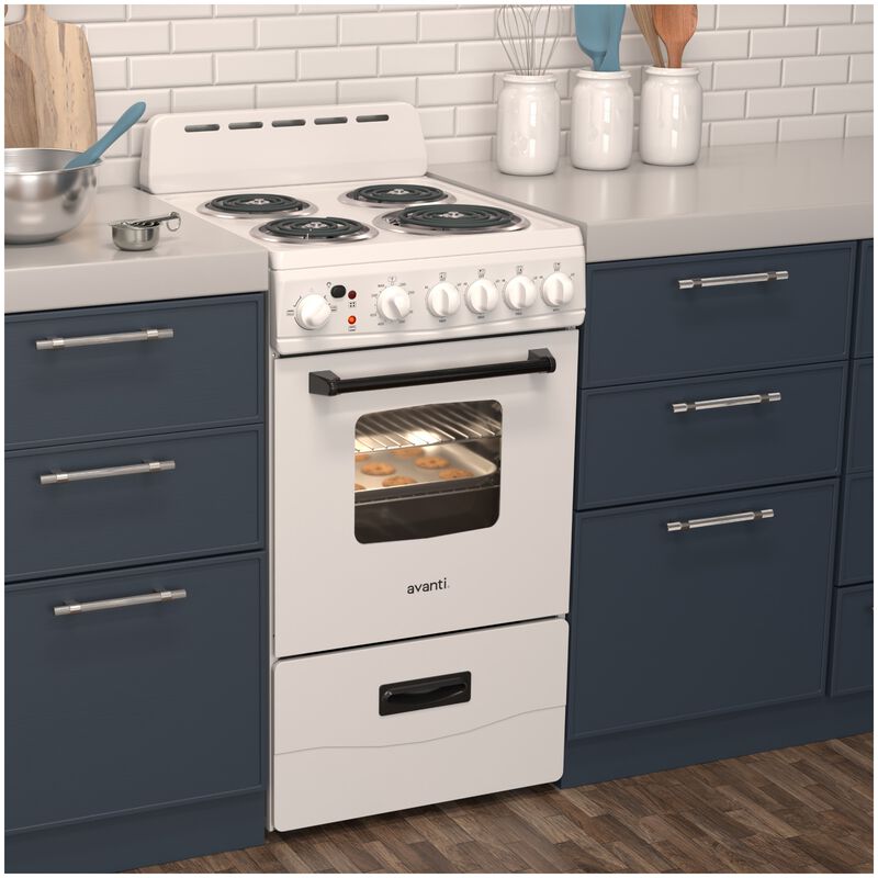 Avanti 20 in. 2.1 cu. ft. Electric Range with Coil Burners - White, , hires