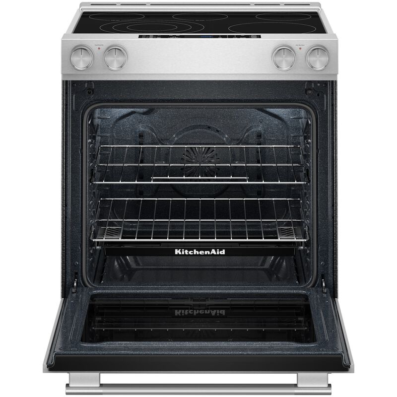 KitchenAid 30 in. 7.1 cu. ft. Air-Fry True European Convection Steam Oven Slide-In Electric Range with Radiant Burners - Stainless Steel with PrintShield Finish, , hires