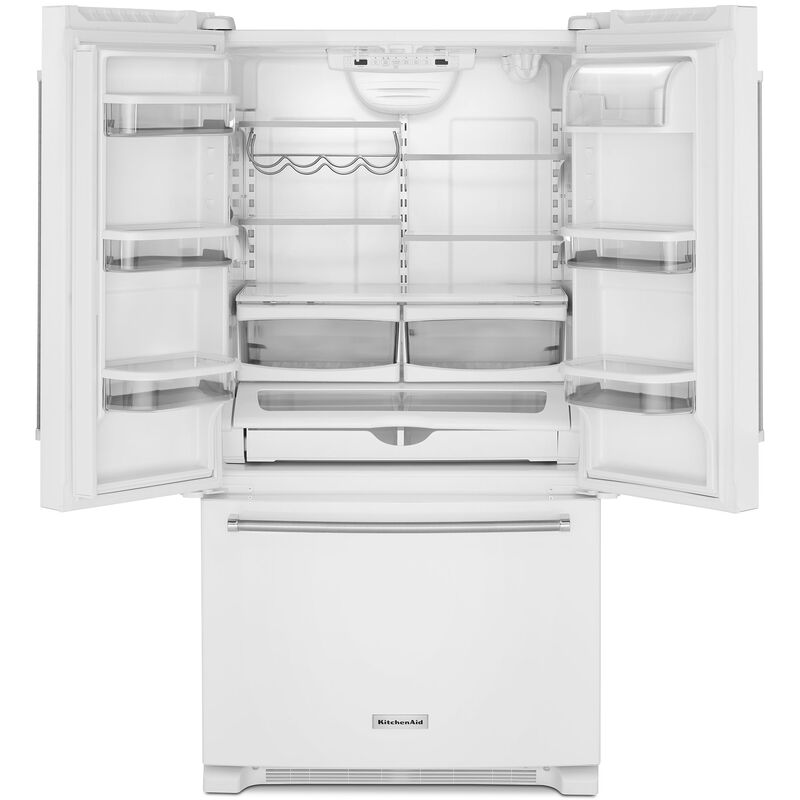 KitchenAid 36 in. Built-In 20.0 cu. ft. Counter Depth French Door Refrigerator with Internal Filtered Water Dispenser - White, White, hires