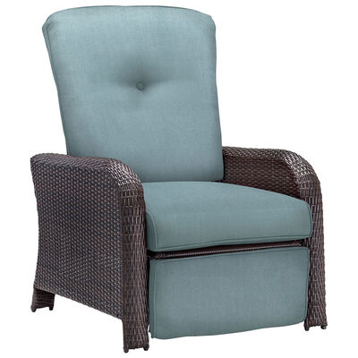 Hanover Strathmere Patio Furniture Reclining Lounge Chair - Ocean Blue | STRATHRECBLU