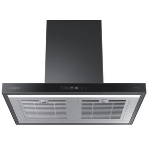 Samsung 30 in. Chimney Style Smart Range Hood with 4 Speed Settings, 630 CFM & 1 LED Light - Deep Charcoal, , hires