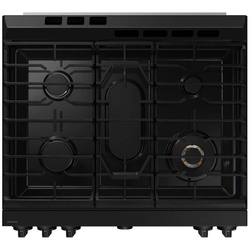 Samsung Bespoke 30 in. 6 cu. ft. Smart Air Fry True European Convection Slide-In Gas Range with 5 Sealed Burners & Griddle - Matte Black Steel, Matte Black Steel, hires