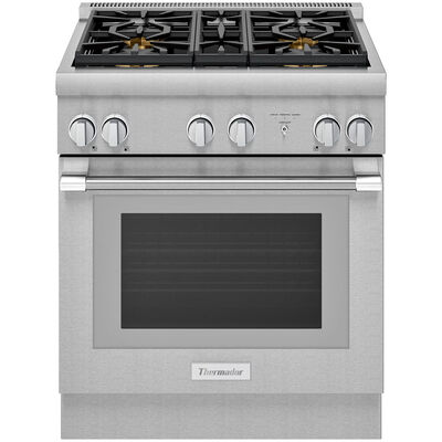 Thermador Pro Harmony Professional Series 30 in. 4.4 cu. ft. True European Convection Dual Fuel Range with 4 Sealed Burners - Stainless Steel | PRD304WHU