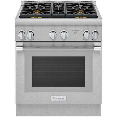 Thermador Pro Harmony Professional Series 30 in. 4.4 cu. ft. Convection Oven Freestanding Dual Fuel Range with 4 Sealed Burners - Stainless Steel | PRD304WHU
