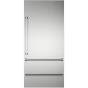 Viking 36 in. Integrated Bottom-Freezer Right Hinge Door Panel Kit with Handle - Stainless Steel, , hires