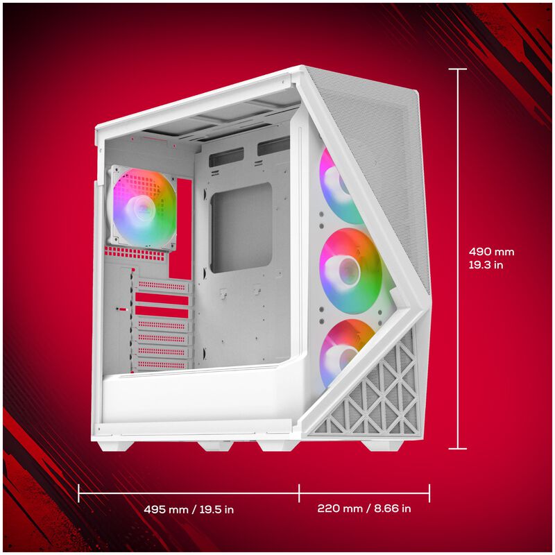iBUYPOWER Slate Gaming Desktop with AMD Ryzen 7 7700X3D, 4 GHz, 8-Core CPU, AMD Radeon RX 9070 GRE, 12GB VRAM GPU, 32 GB RAM, 1 TB SSD & Windows 11 Home - White, , hires