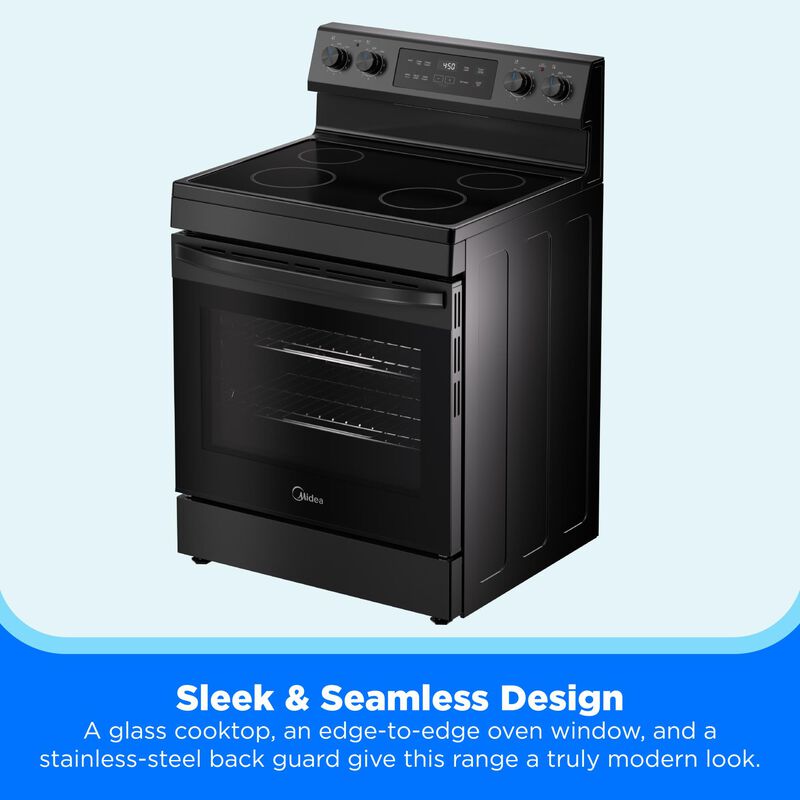 Midea 30 in. 6.3 cu. ft. Electric Range with Radiant Burners - Black, Black, hires