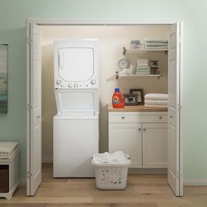 GE 24 in. Laundry Center with 2.3 cu. ft. Washer with 11 Wash Programs & 4.4 cu. ft. Dryer with 4 Electric Dryer Programs & Wrinkle Care - White, , hires