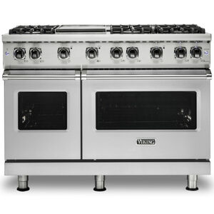 Viking 5 Series 48 in. 5.7 cu. ft. Convection Double Oven Freestanding LP Gas Range with 6 Sealed Burners & Griddle - Stainless Steel, , hires