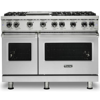 Viking 5 Series 48 in. 6.1 cu. ft. Standard Convection Double Oven Gas Range with 6 Sealed Burners & Griddle - Stainless Steel | VGR5486GSSLP