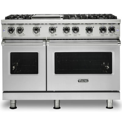 Viking 5 Series 48 in. 5.7 cu. ft. Convection Double Oven Freestanding LP Gas Range with 6 Sealed Burners & Griddle - Stainless Steel | VGR5486GSSLP