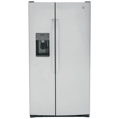 GE 36 in. 25.3 cu. ft. Side-by-Side Refrigerator with Ice & Water Dispenser - Stainless Steel | GSS25GYPFS