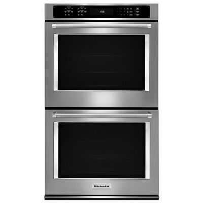 KitchenAid 30" 10.0 Cu. Ft. Electric Double Wall Oven with True European Convection & Self Clean - Stainless Steel | KODE500ESS
