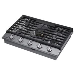 Samsung 30 in. 5-Burner Smart Natural Gas Cooktop with Griddle, Simmer Burner & Power Burner - Black Stainless, Black Stainless, hires