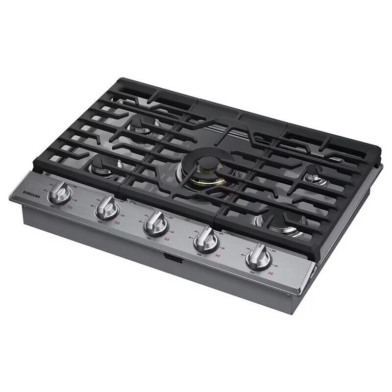 Samsung 30 in. 5-Burner Smart Natural Gas Cooktop with Griddle, Simmer Burner & Power Burner - Black Stainless, Black Stainless, hires