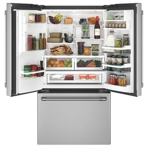 Cafe 36 in. 22.1 cu. ft. Smart Counter Depth French Door Refrigerator with Ice & Water Dispenser - Stainless Steel, Stainless Steel, hires
