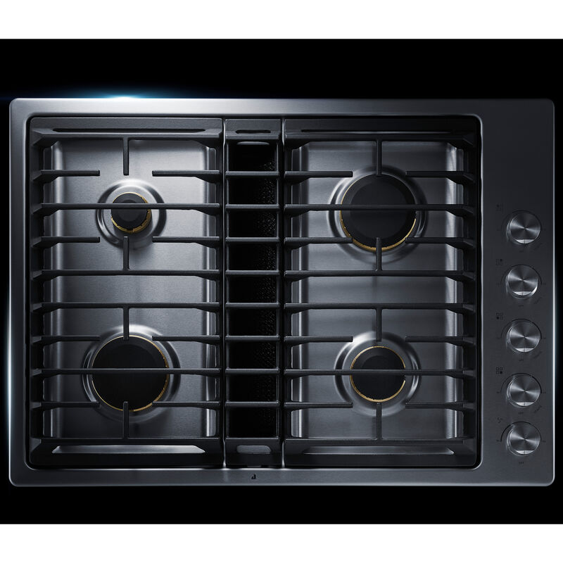JennAir 30 in. 4-Burner Natural Gas Cooktop with JX3 Downdraft Ventilation System & Power Burner - Stainless Steel, , hires