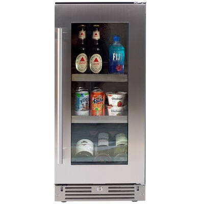 XO 15 in. Built-In/Freestanding Beverage Center with Adjustable Shelves & Digital Control Right Hinged - Stainless Steel | XOU15BCGSR