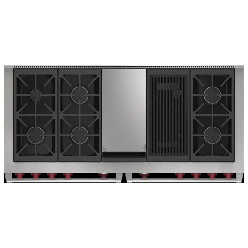 Wolf 60 in. 10.2 cu. ft. Smart Dual Convection Double Oven Dual Fuel Range with 6 Sealed Burners & Griddle - Stainless Steel, , hires