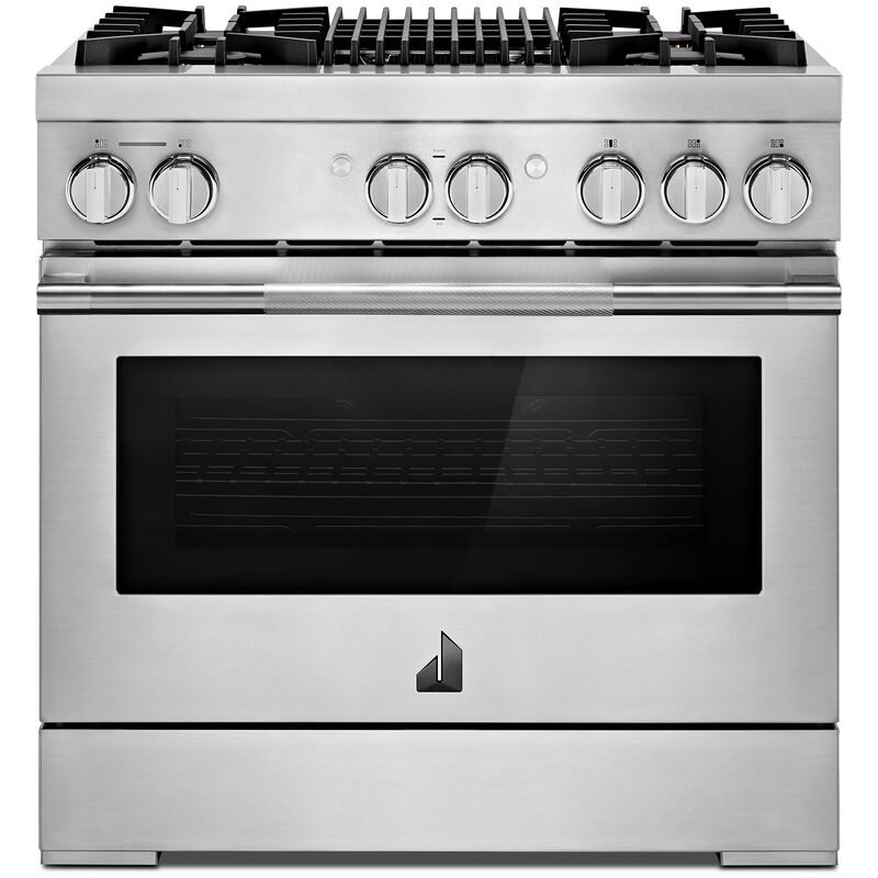 JennAir Rise Series 36 in. 5.1 cu. ft. Smart True European Convection Dual Fuel Range with 4 Sealed Burners & Grill - Stainless Steel, , hires