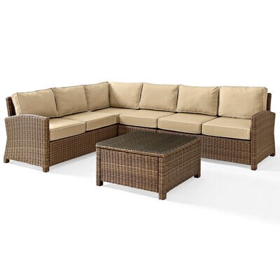 Crosley Bradenton 5 Piece Wicker Outdoor Sectional - Sand | KO70020WB-SA