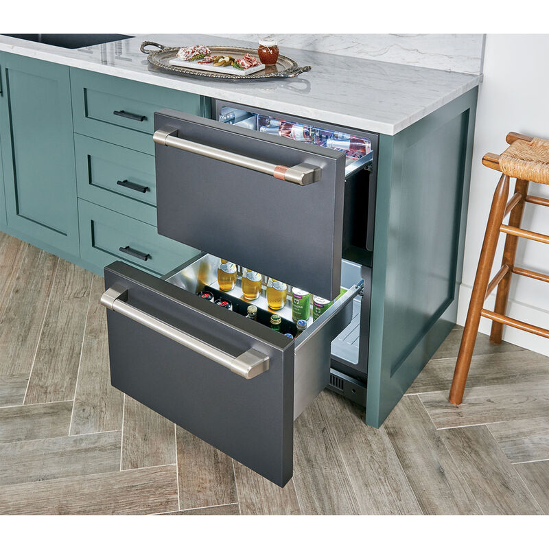 Cafe 24 in. 5.7 cu. ft. Double Refrigerator Drawers - Matte Black, Matte Black, hires