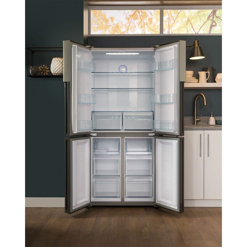 Haier 33 in. 16.8 cu. ft. Counter Depth 4-Door French Door Refrigerator - Stainless Steel, , hires