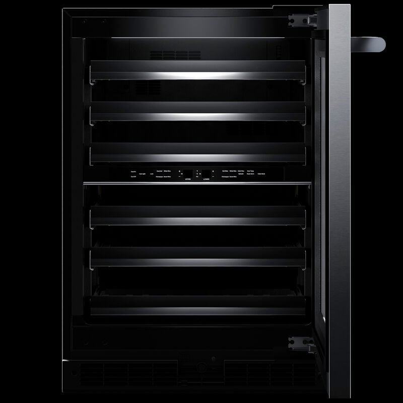 JennAir Rise 24 in. Undercounter Wine Cooler with Wood Racks, Dual Temperature Zones & 45 Bottle Capacity - Stainless Steel, , hires