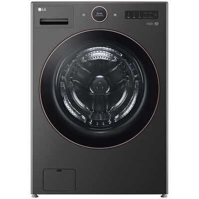 LG 27 in. 5.0 cu. ft. Smart Stackable Front Load Washer with AI DD Built-In Intelligence, TurboWash 360 Technology, Allergiene, Sanitize & Steam Wash Cycle - Black | WM6500HBA