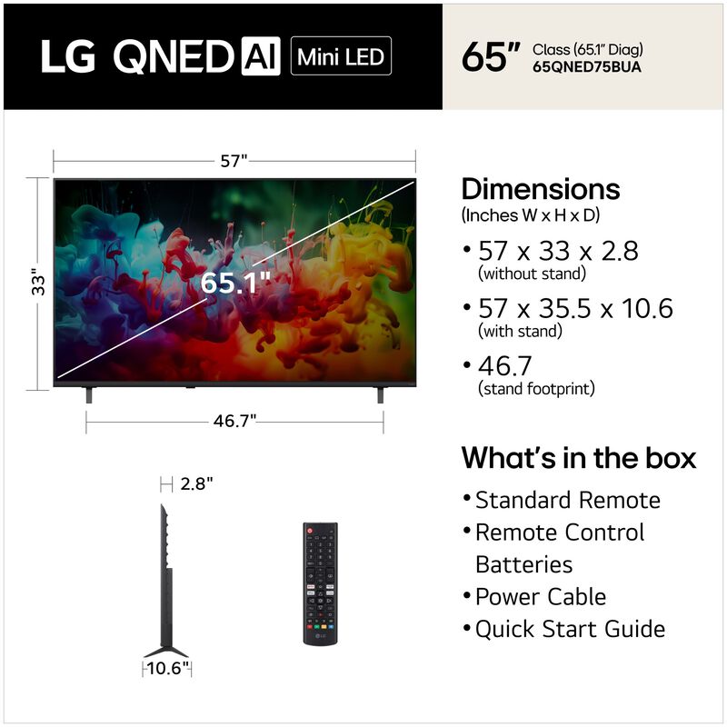 LG - 65" Class QNED75B QNED Mini-LED 4K UHD Smart webOS TV, , hires
