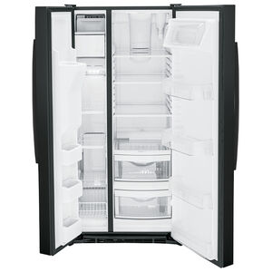GE 33 in. 23 cu. ft. Side by Side Refrigerator with Ice & Water Dispenser - Black, Black, hires