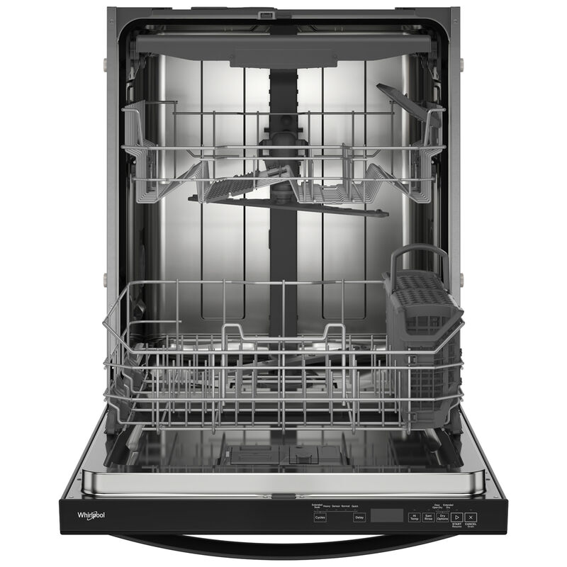 Whirlpool 24 in. Built-In Dishwasher with Top Control, 44 dBA Sound Level, 14 Place Settings, 5 Wash Cycles & Sanitize Cycle - Black, Black, hires