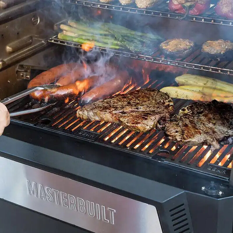 This gravity-fed charcoal grill cooks with tons of barbecue flavor